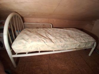 White Metal Childrens Bed Frame with Mattress