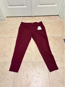 NWT Fleece Lined Cozy Leggings Love By Rag 28” Women’s Active Size 2X Tawny Port (Dark Red)