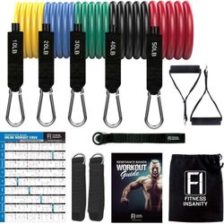 Resistance Bands Set - 5-Piece Exercise Bands - Portable Home Gym Accessories - Stackable Up to 150 lbs - Perfect Muscle Builder for Weights, Dumbbell