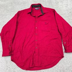 Polo Ralph Lauren Shirt Mens L Red Wool Lowell Sport Button Down Classic READ
