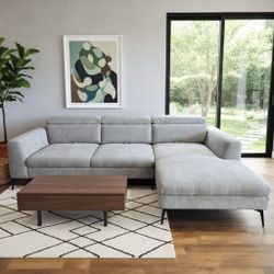 Modern Fabric Adjustable Sectional Sofa L shape w/ Reversible Chaise