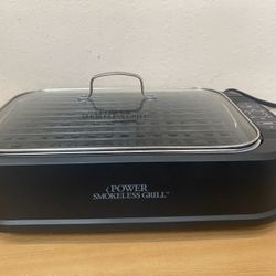 Power Smokeless Indoor Electric Grill Power 1500 Watts  W/Tempered Lid
