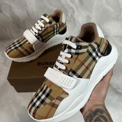 Burberry Check Suede And Leather Shoes 