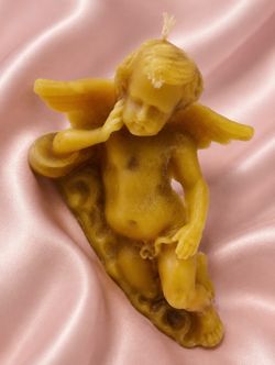 Fine Art Beeswax Bees Wax Candle Baby Angel Cupid Vintage Antique Original Collectible Cherub Hand-Etched Sculpture HILLCREST / UNIVERSITY HEIGHTS