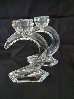 Pair of Art Deco Styled Crystal Candle Holders - p/u near Gilbert High School