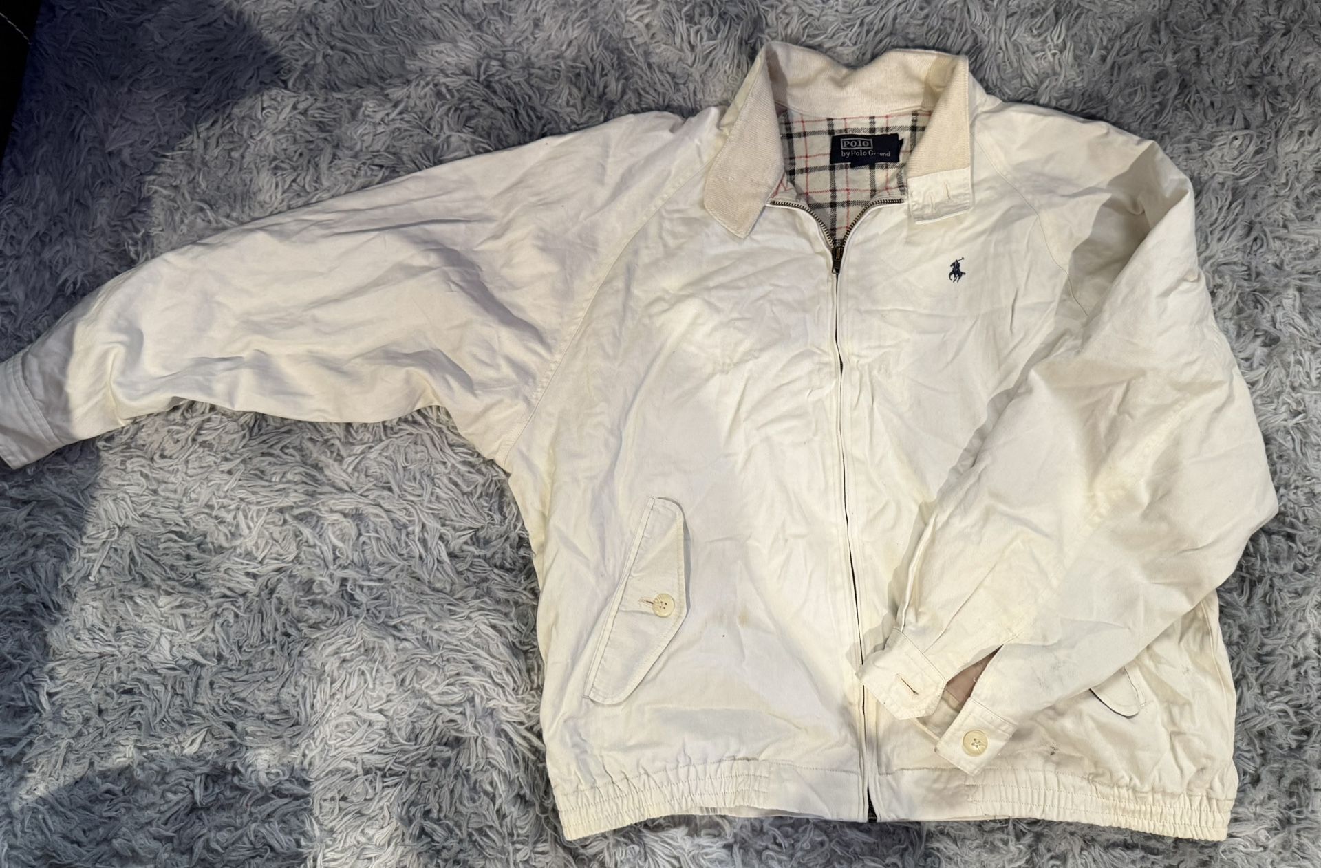 Vintage 90s Golfing Polo Ralph Lauren By Ground Beige Bomber Harrington Jacket