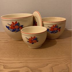 Vintage universal Cambridge calico nesting bowls 1940s farmhouse