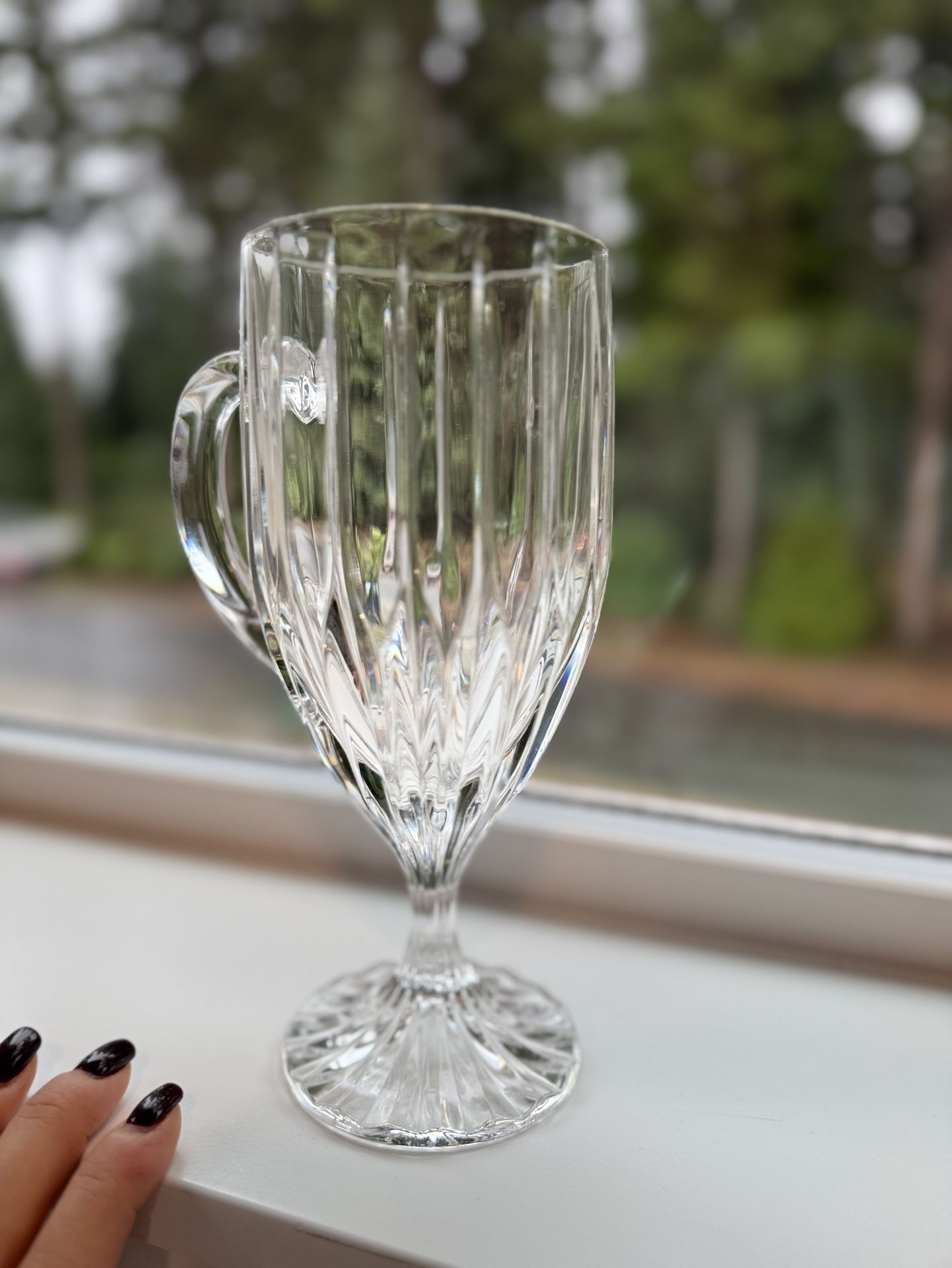 SET OF 8 Mikasa Park Lane Irish Coffee Tea Iced Beverage Glass. German Lead Crystal Vintage Stemware For Holidays