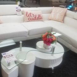 🥏WHITE LEATHER SECTIONAL BRAND NEW 