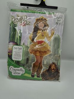 Wizard of Oz COWARDLY LION Child Girl's Dress Halloween Costume Small (4-6) NEW!