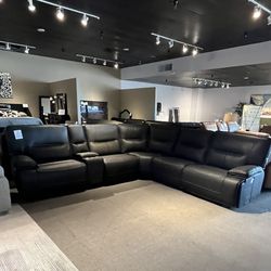 Black 6pc Power Reclining  Sectional Couch