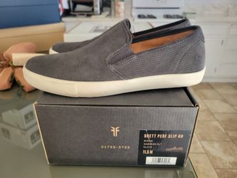 Frye Brett Perk Slip On Leather Shoe Slate Color Mens Size 11.5