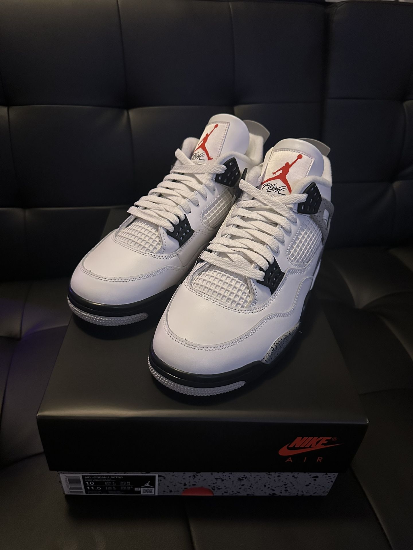 White Cement Retro 4s Size 10
