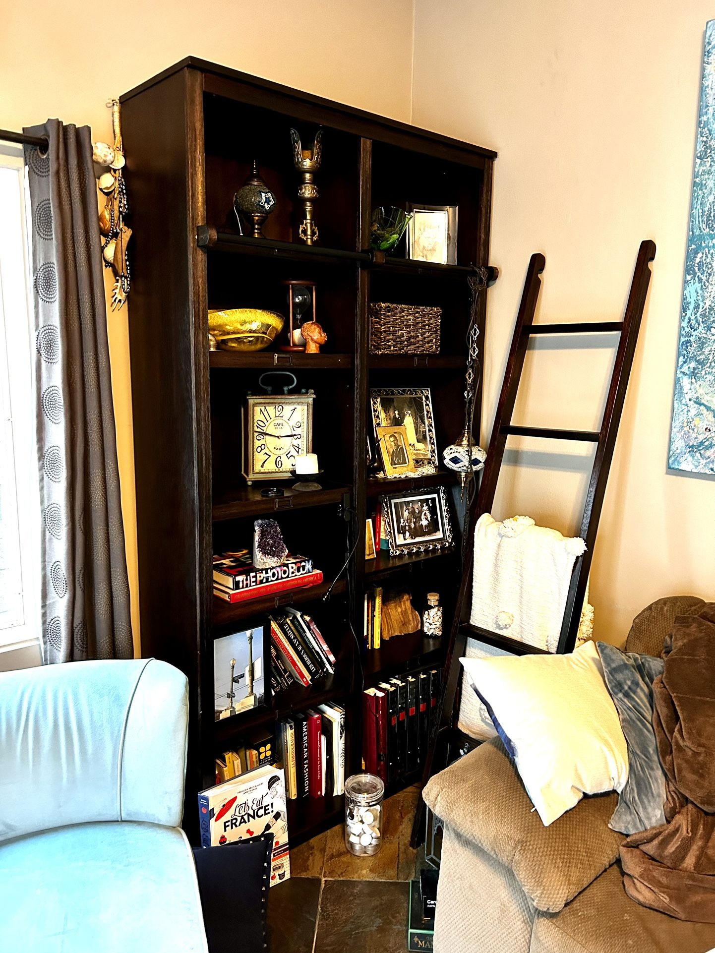 Augustus roasted cocoa wood library bookshelf world market cost plus
