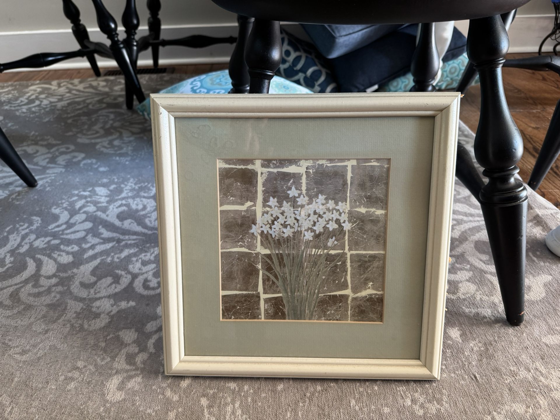 Framed Art Print – White Daffodils by Isabelle Gzange – 13.5"x13.5" – Signed