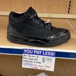 Air Jordan 3 Retro “Black Cat” Size 10.5
