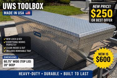 🔥 UWS Aluminum Truck Tool Box  C– 60 ¾” wide (top lid) • 20” deep •Great Condition