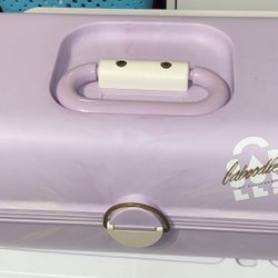 Vintage Caboodles Of California Makeup Travel Case Purple & White Swirl Trays