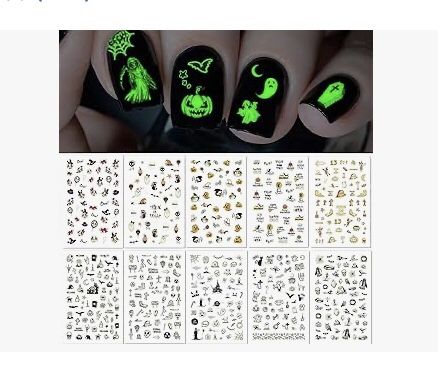 HALLOWEEN Nail Art: 500 Glow-in-the-Dark Mini Stickers for Fingers & Toes!