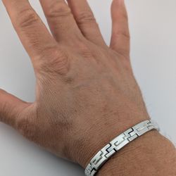 Heavy Taxco Mexico 925 Sterling Silver Bracelet– 8mm Wide, 8”