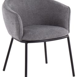 Ashland Contemporary Chair in Black Steel and Grey Fabric by LumiSource (set of 2)