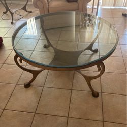Glass Coffee Table With 2 End Tables
