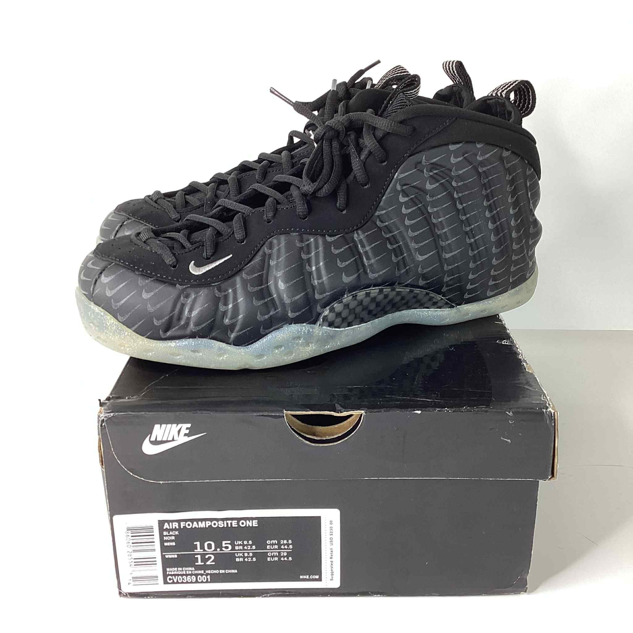 Nike Air Foamposite One All-Over Swoosh Black Mens Shoes - Size 10.5