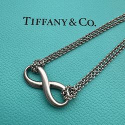 Jewelry Tiffany & and Co 925 sterling silver 76.00” double row necklace chain infinity pendant charm 🐳