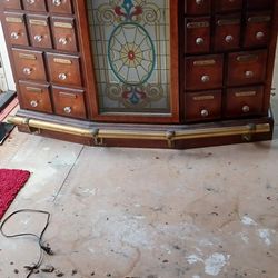 Solid Wood Bar  Stained Glass.
