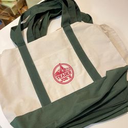 Limited Edition Trader Joe’s Large Canvas Tote Bag – Forest Green (Newest Release)
