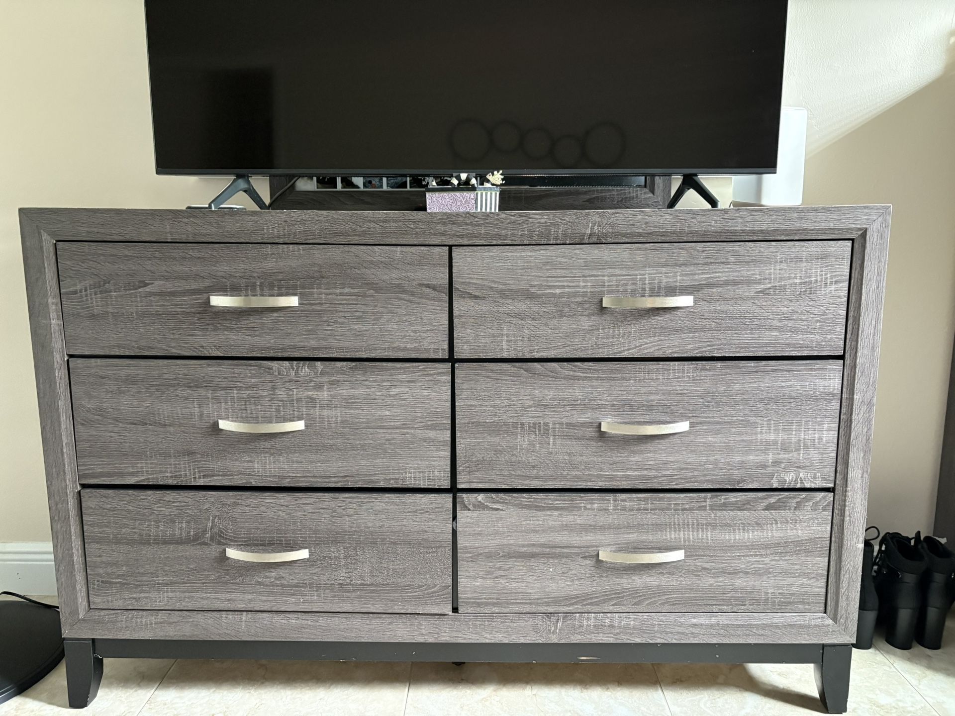 Long Dresser With Mirror Dark Grey