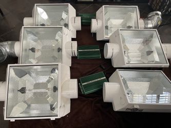 6 SUN SYSTEM 1000W DOUBLE ENDED AIR-COOLED HPS LIGHT SET UP WITH 21-GALAXY DE GEN 2 ELECTRONIC BALLAST