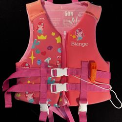 Kids Biange Pink Life Vest With Emergency Whistle