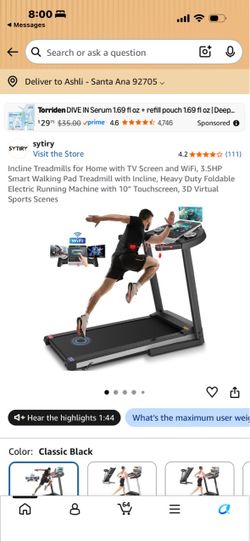 Sytiry Incline Treadmill with 10" Touchscreen