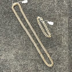 Gold 10k Bracelet And Chain 