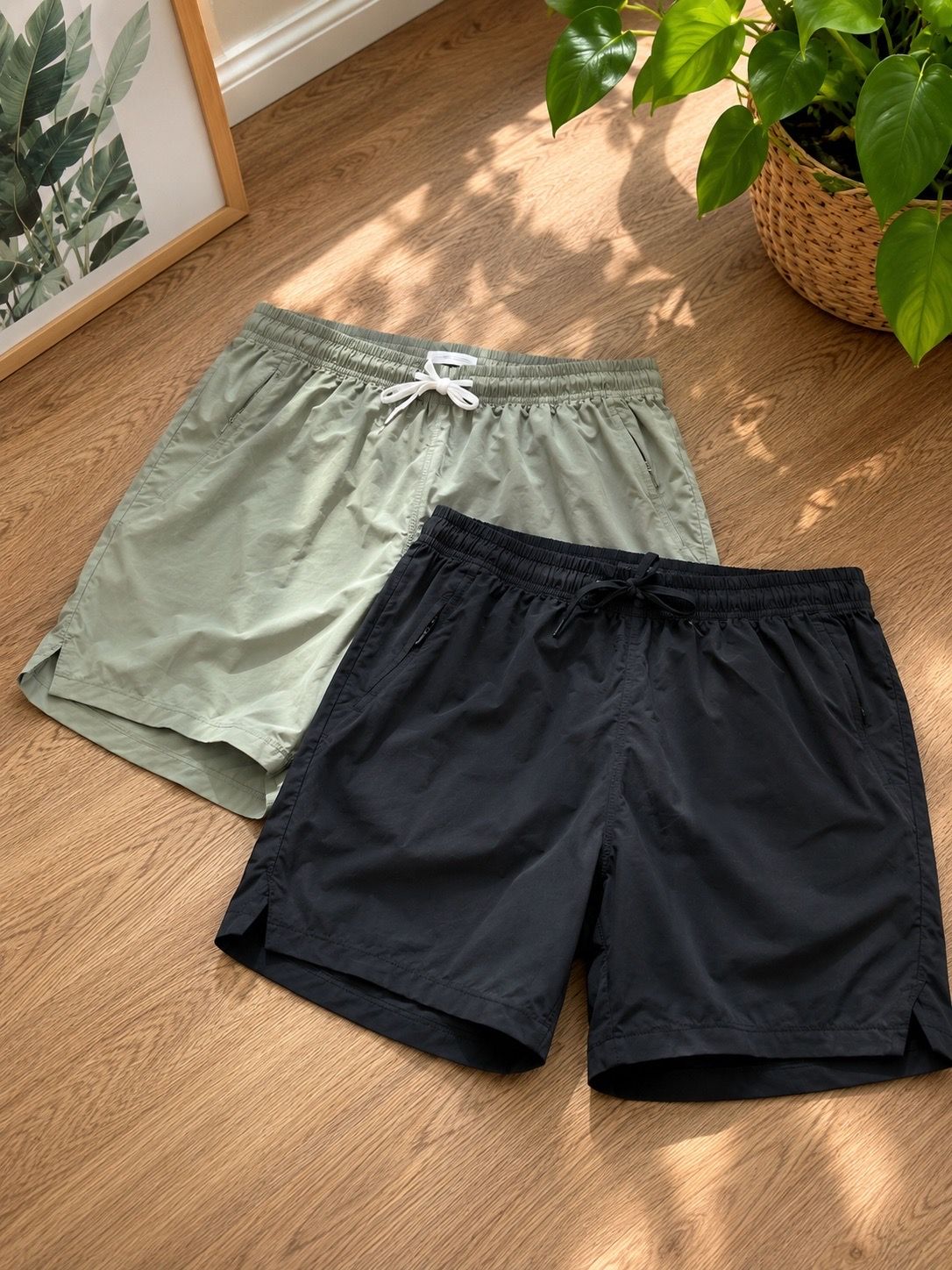 π₯ SALE! 2 size L Unisex Athletic Shorts β Black & Green β Comfortable Summer Style β¨