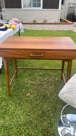 Mid-Century Modern Wood Desk with Drawer