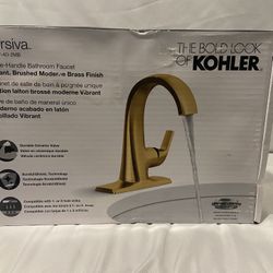 Koehler Cursiva Single Handle Bathroom Faucet, Modern Brass Finish