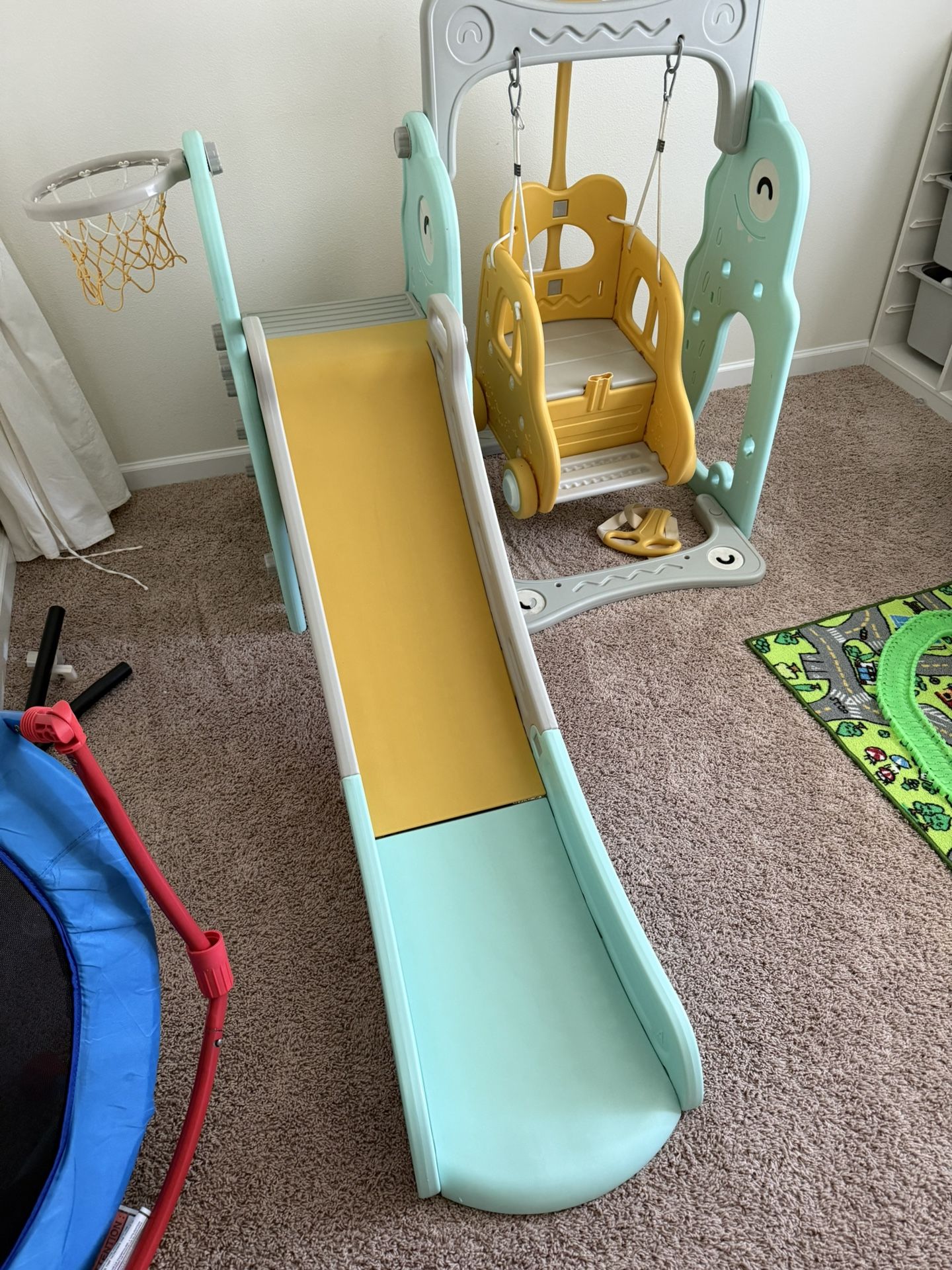 Kids Baby Toddler Climber Swing Set with Long Slide
