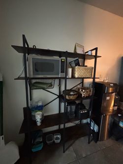 Industrial Metal and Wood Open Bookshelf