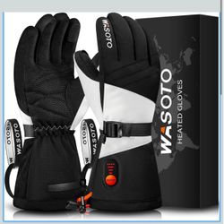 Heated Gloves for Men Women Rechargeable Heated Ski Gloves—Size L
