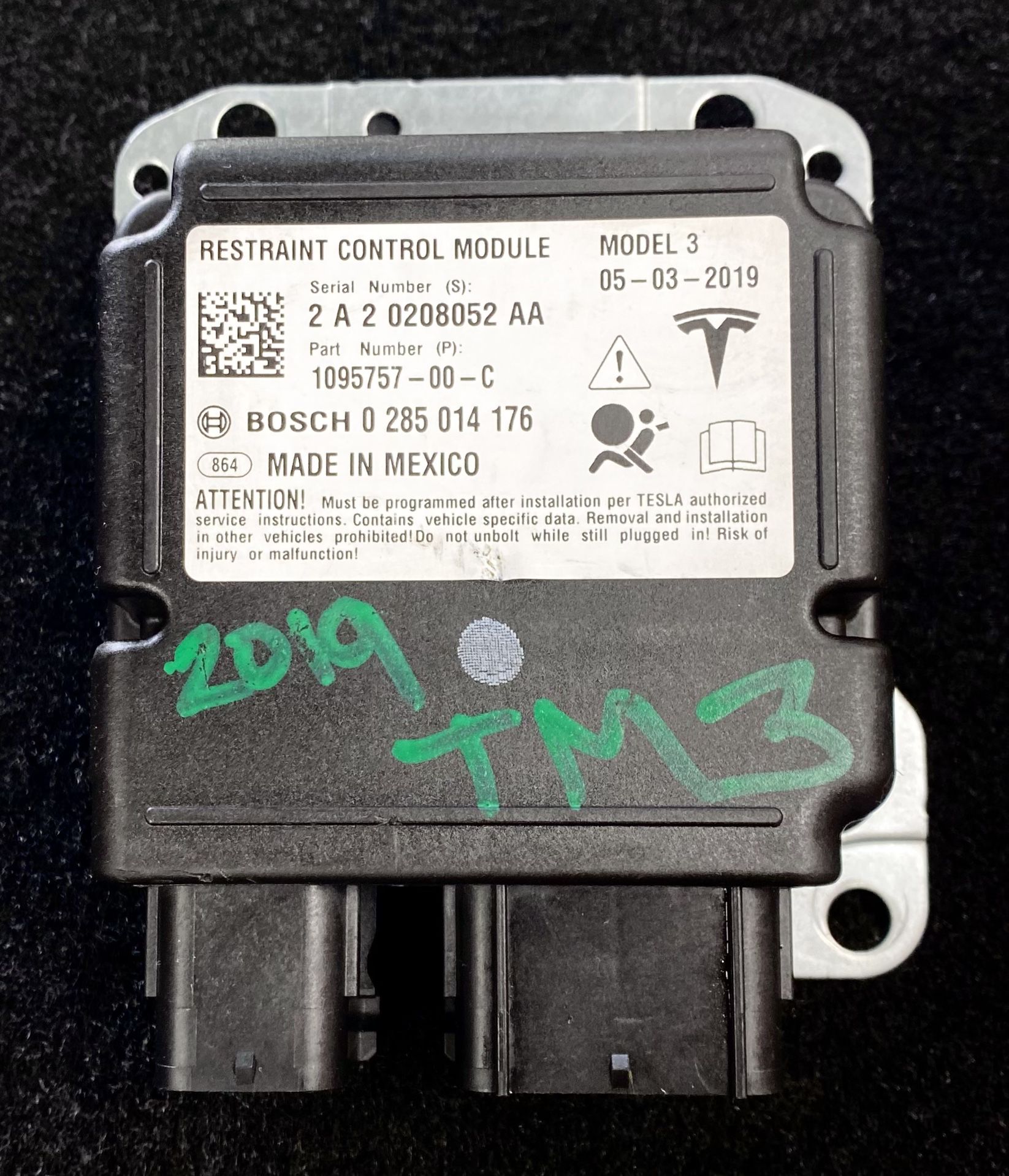 Tesla Model 3 Restraint Control Module 1095757-00