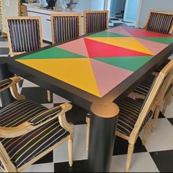 Vintage 1980's Memphis Design Style Dining Room Set-9 Piece 
