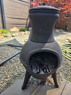 Fancy Flames Cast Iron Pot-Belly Chiminea - Heavy Duty!