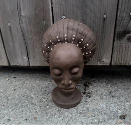 Vintage South African Traditional Zulu Woman Small Bust Sculpture