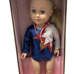 My Life As Professional Gymnast 18” Blonde Hair Blue Eye Doll Olympics