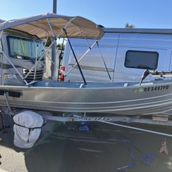 14 foot aluminum V hull & trailer 