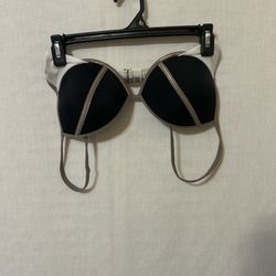 Victoria's Secret Black and White Bra with brown shimmer straps