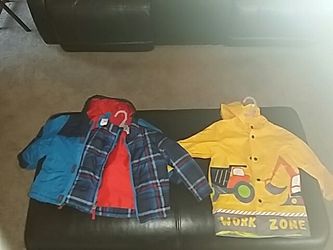 Boy's Rain Coat and boots, Winter Jacket with Liner hats and scarves