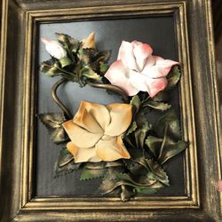 Painting /Vintage Real Leather Art size 14”x12”